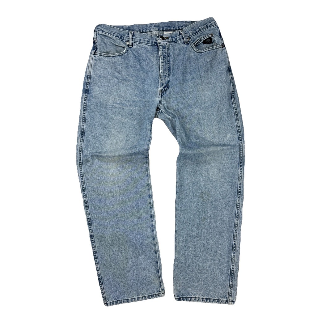 Vtg Harley Davidson Loose Jeans Mens Size 38x30 (34x30) Blue‎ Denim Biker Work